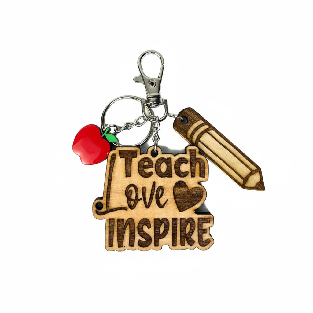 Personalized Wooden Teacher Keychain