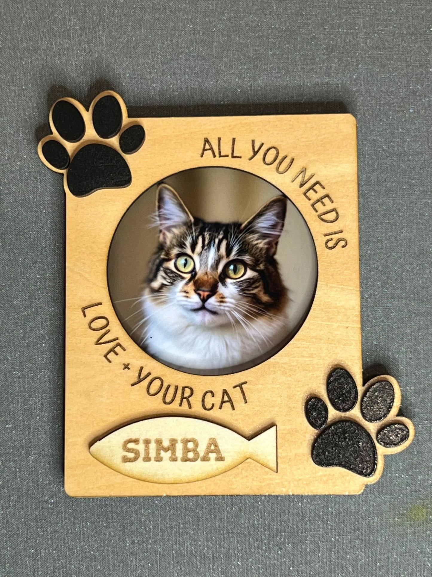 Personalized Cat Paw Photo Frame Magnet – "I Love You Furry Much"