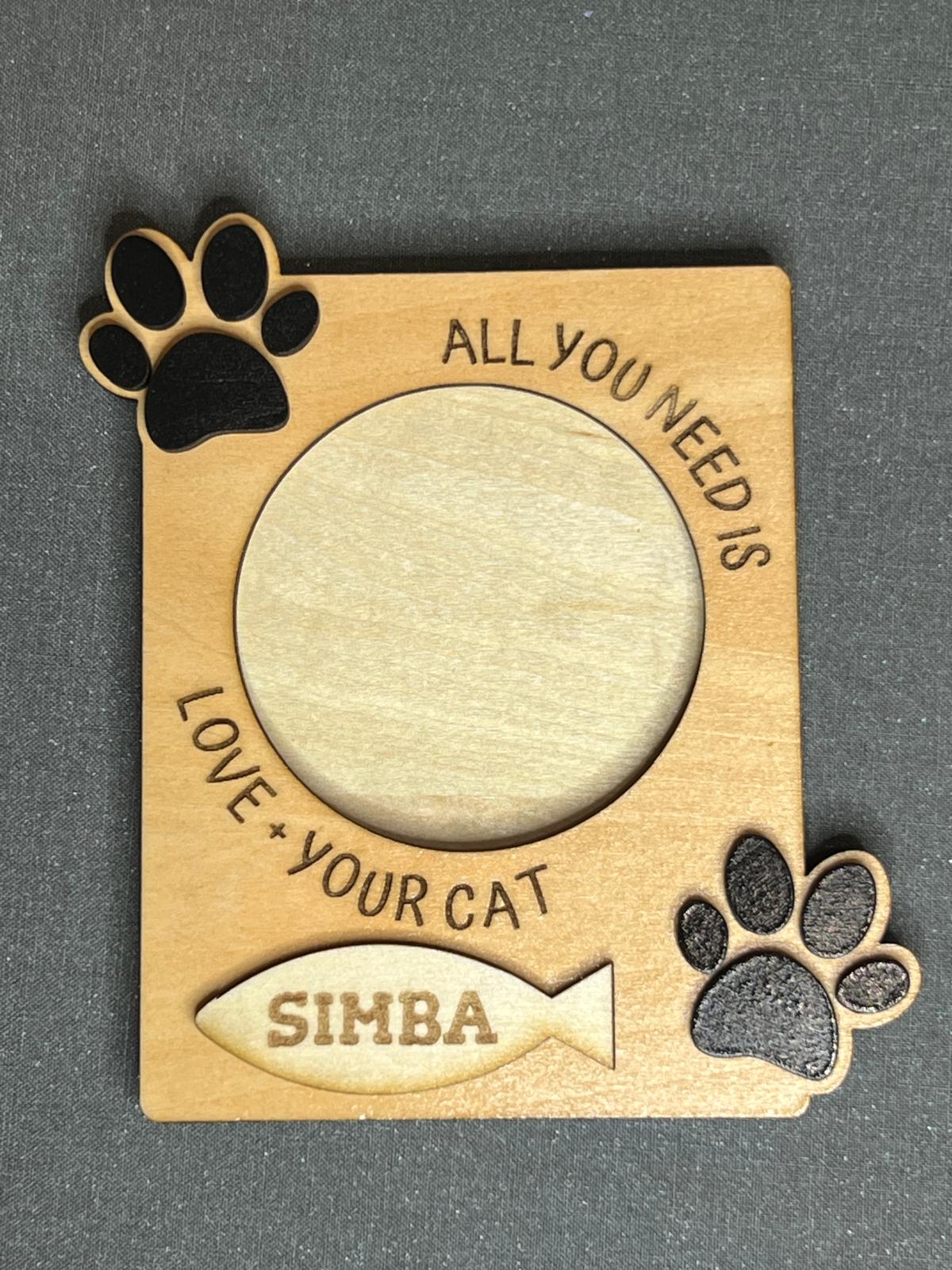 Personalized Cat Photo Frame Magnet – "All You Need Is Love + Your Cat(s)"