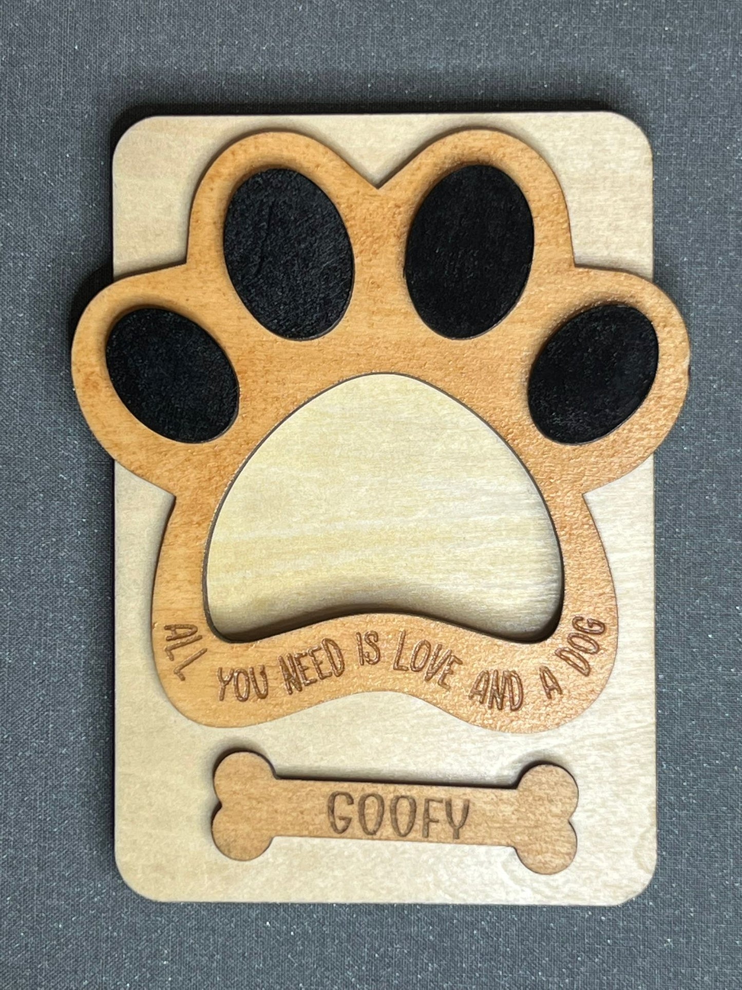 Personalized Paw Print Wooden Photo Magnet