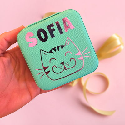 Joyero de mascota personalizado con nombre, tamaño de viaje
