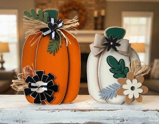 Hand-Painted Wooden Pumpkin Decor | Fall & Thanksgiving Table Accent
