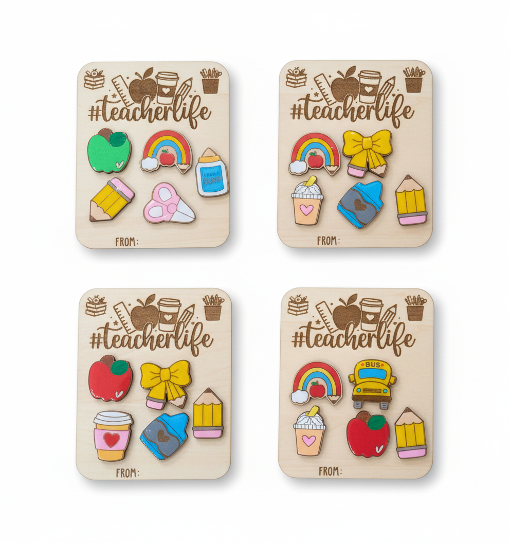 #TeacherLife Wooden Magnet Set