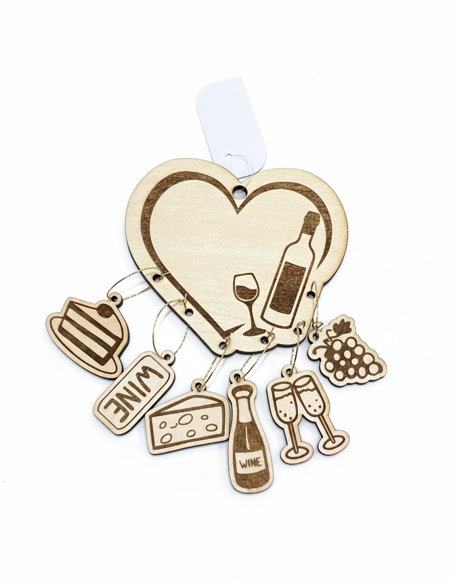 Best Friends Wine Glass Charms – Wooden Drink Markers (Set of 6)