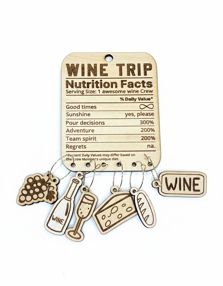 Best Friends Wine Glass Charms – Wooden Drink Markers (Set of 6)