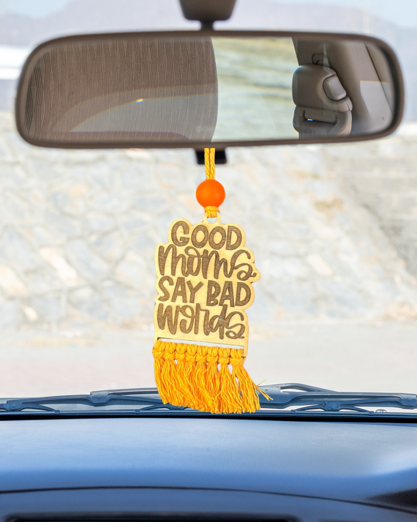 Wooden Car Mirror Ornament – “Drive Safe” Gift for Mom & Dad (Handmade)