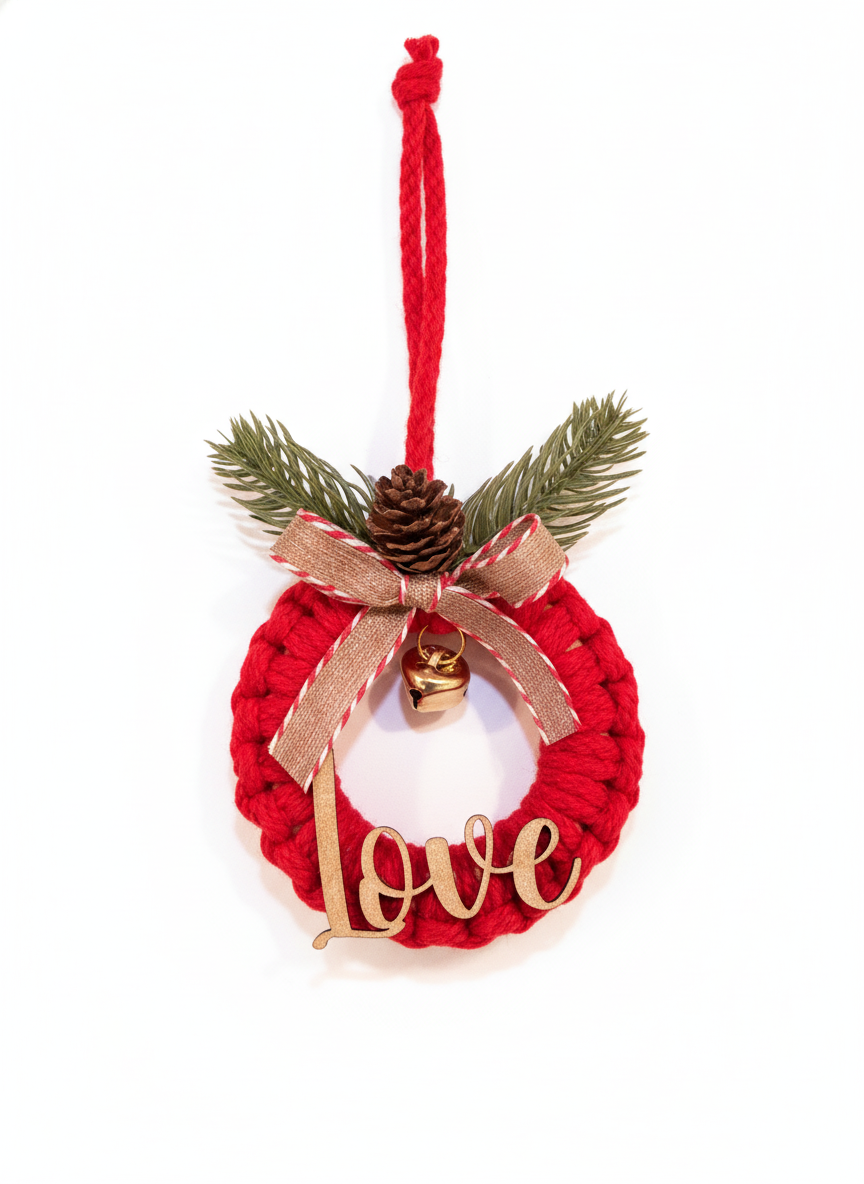 “Peace • Love • Joy” Handmade Christmas Wreath Ornament