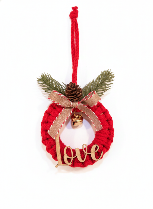“Peace • Love • Joy” Handmade Christmas Wreath Ornament