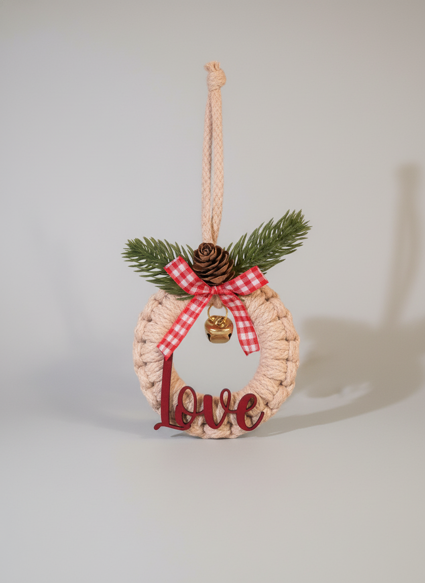 “Peace • Love • Joy” Handmade Christmas Wreath Ornament