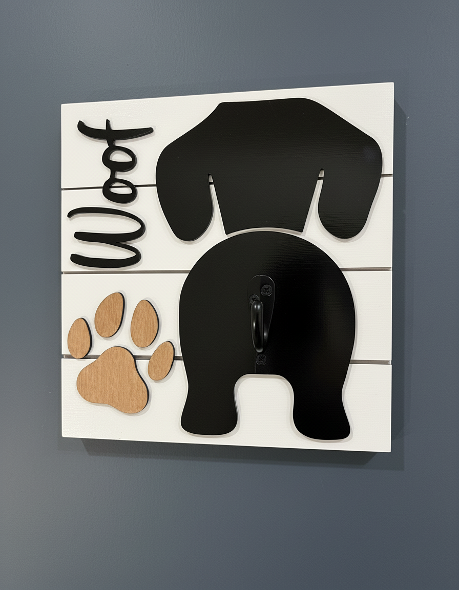Dog Leash Hanger – Custom Wooden Wall Hook for Pet Lovers