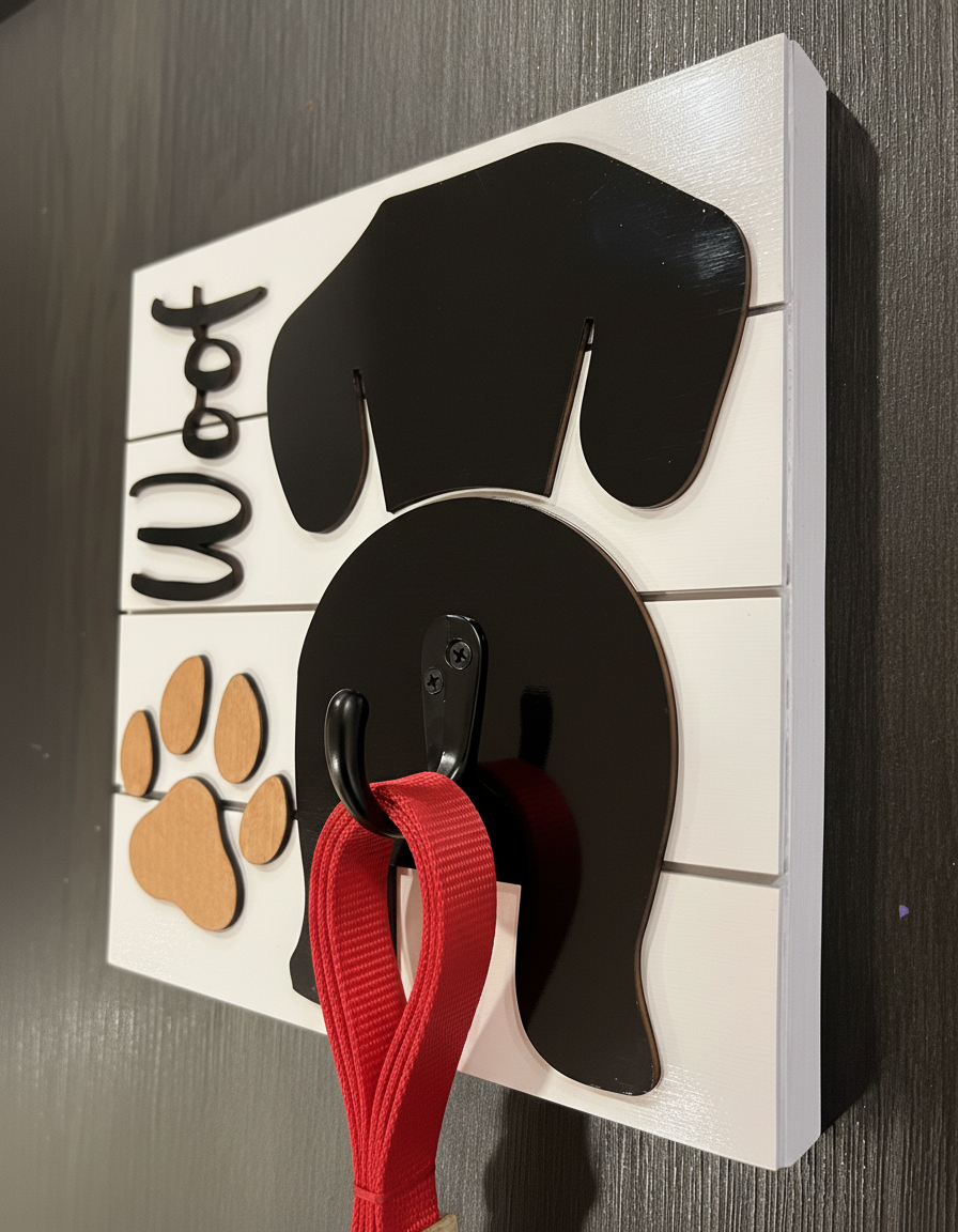 Dog Leash Hanger – Custom Wooden Wall Hook for Pet Lovers