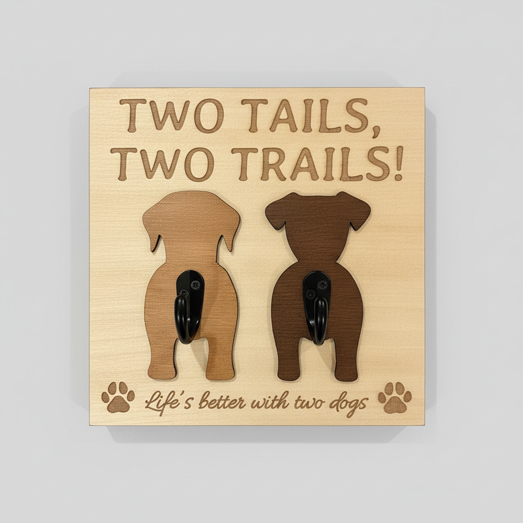 Dog Leash Hanger – Custom Wooden Wall Hook for Pet Lovers