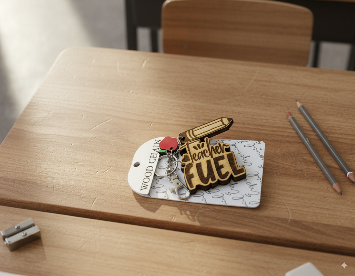Personalized Wooden Teacher Keychain