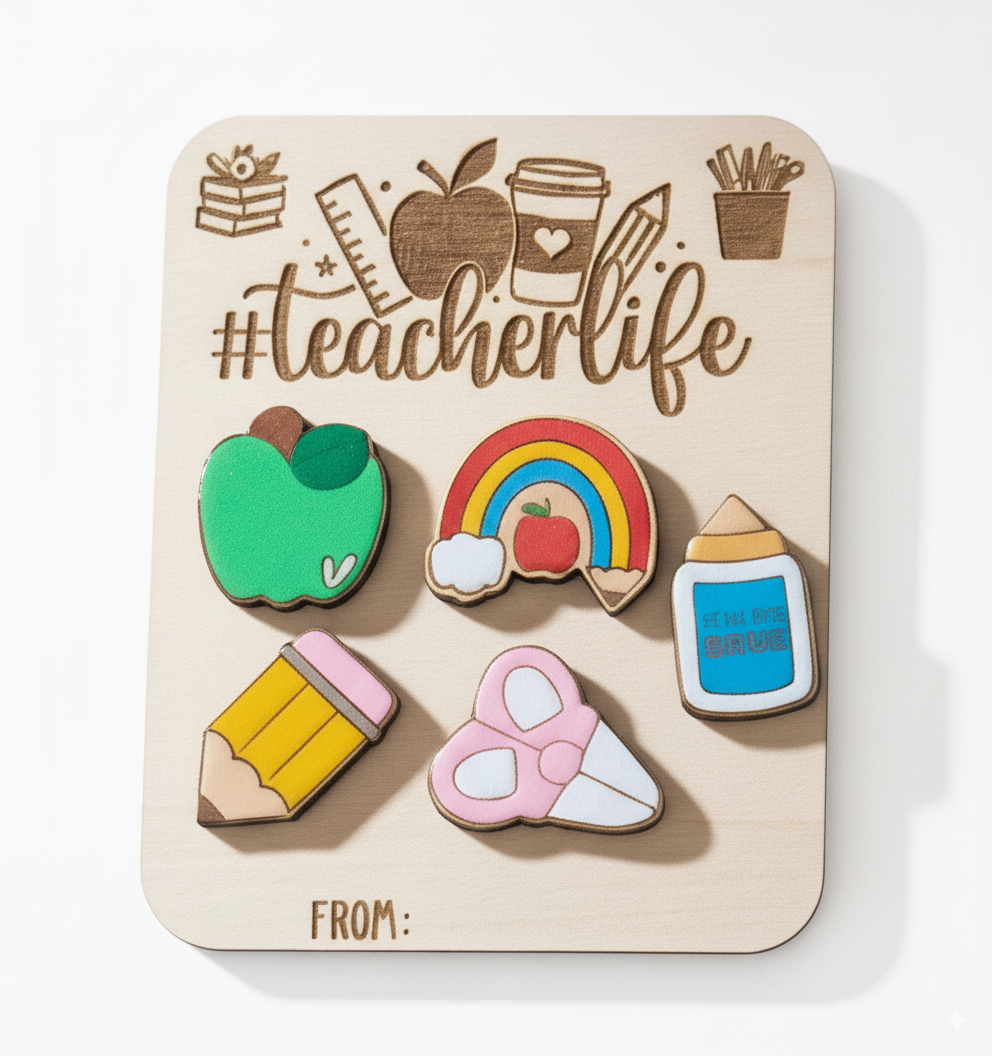 #TeacherLife Wooden Magnet Set