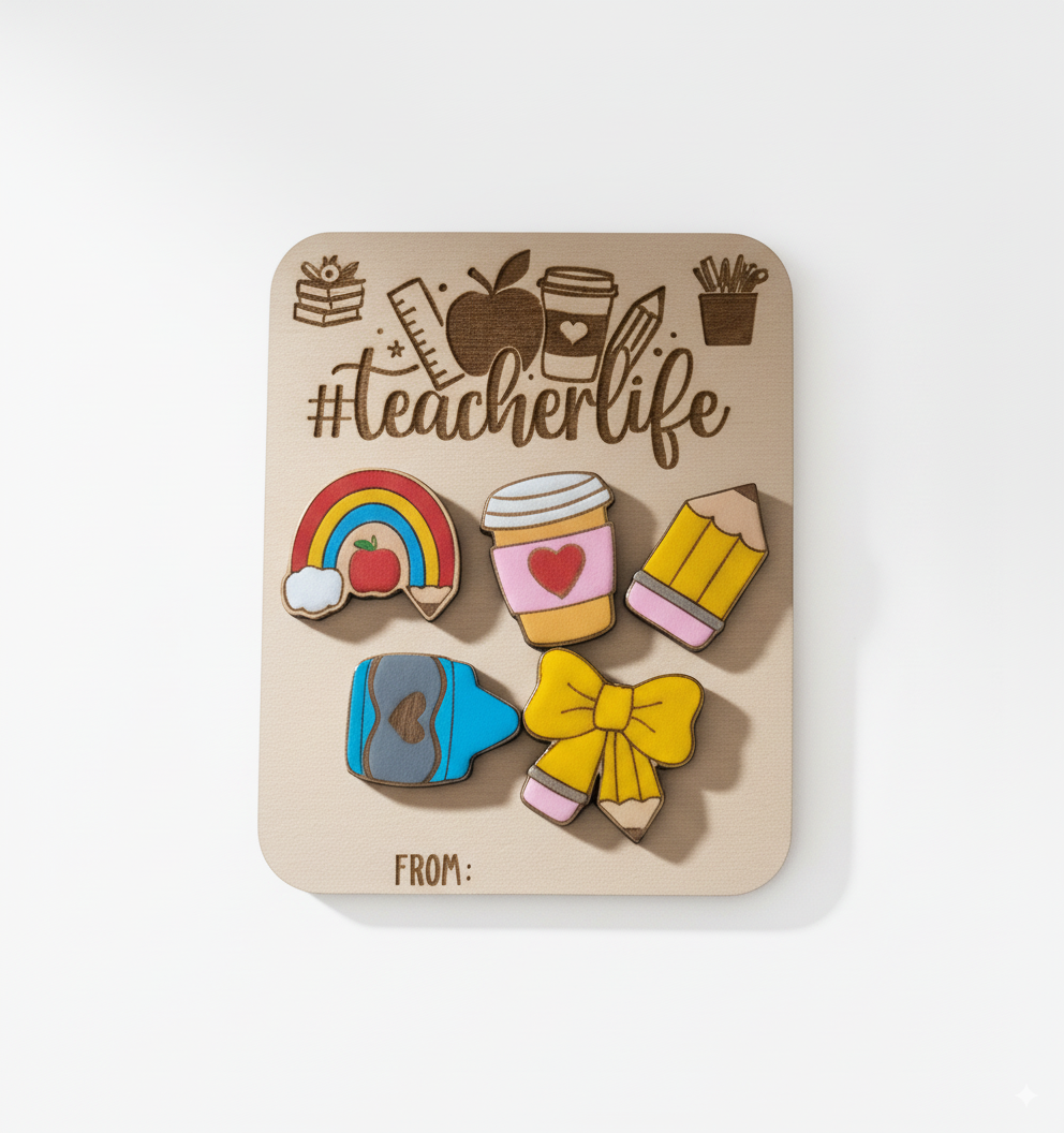#TeacherLife Wooden Magnet Set