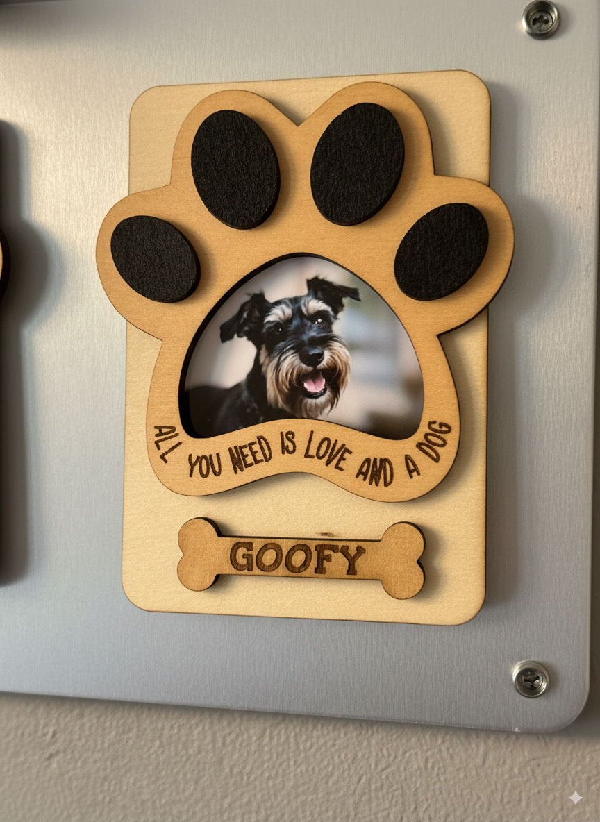Personalized Paw Print Wooden Photo Magnet