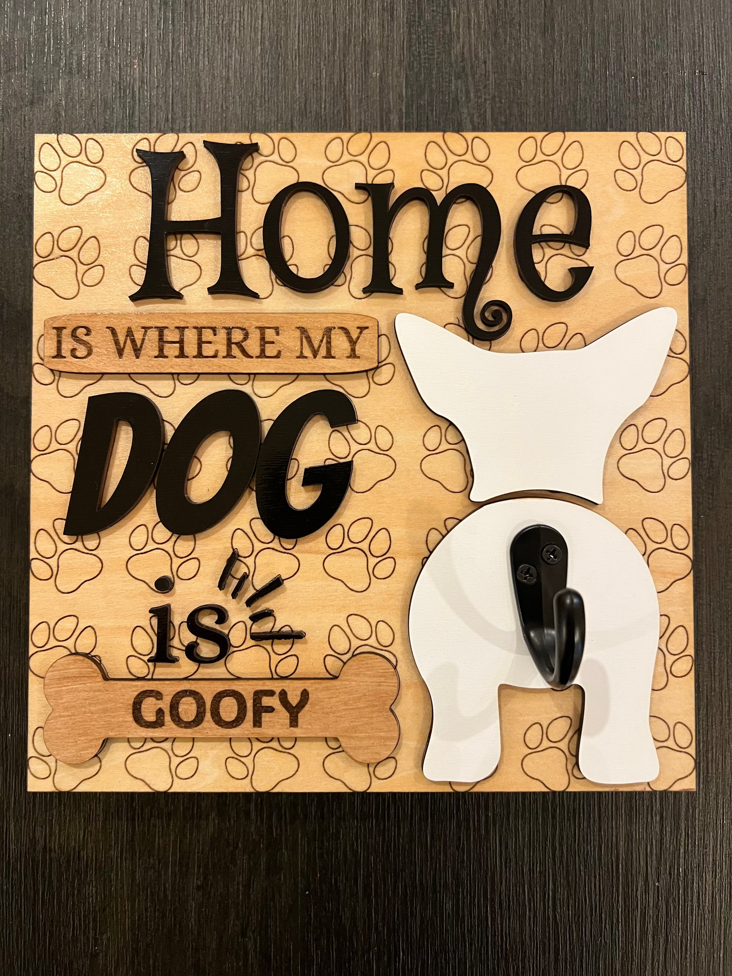 Dog Leash Hanger – Custom Wooden Wall Hook for Pet Lovers