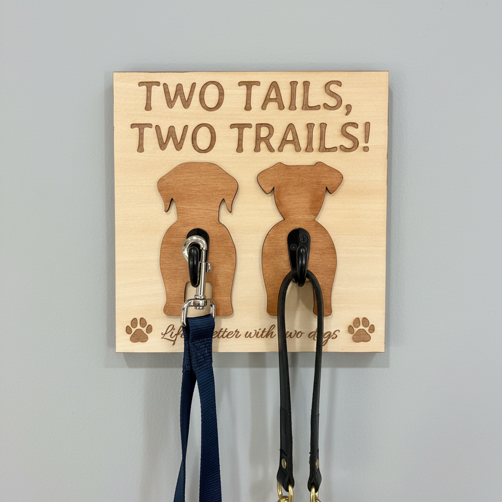 Dog Leash Hanger – Custom Wooden Wall Hook for Pet Lovers