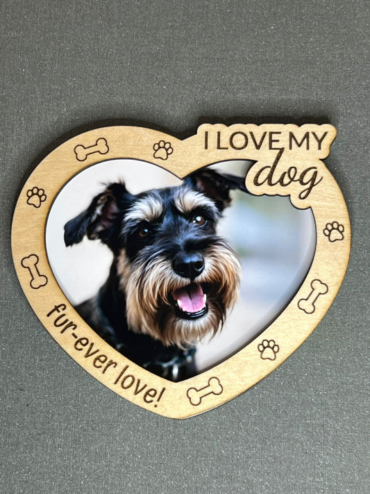 “Fur-ever Love” Heart Wooden Photo Magnet Frame