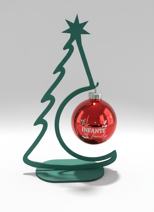 Christmas Ornament With Wooden Tree Stand