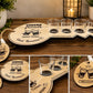 "Cheers Friends, Good Times, Great Memories" key-shaped wood shot glass holder with four glasses and a "Cheers!!!" tag
